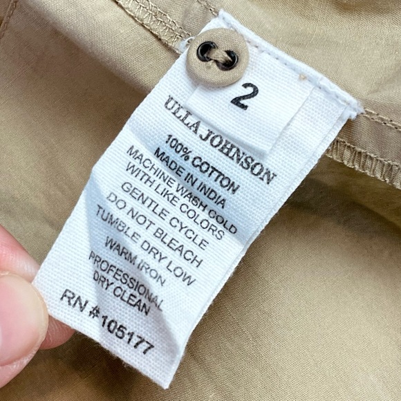 ULLA JOHNSON • Tan Helaine Asymmetrical Handkerchief Hem High-Waisted Midi Skirt - Picture 12 of 16